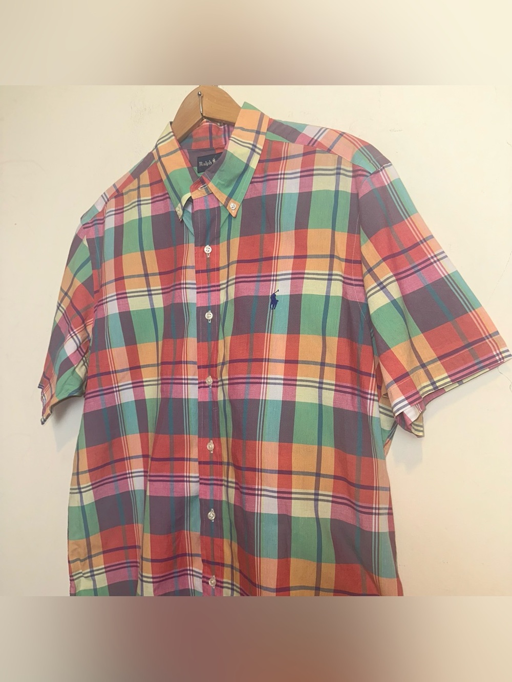 Vintage Polo Ralph Lauren Mens Size XL Button Down Shirt Colorful Plaid Preppy